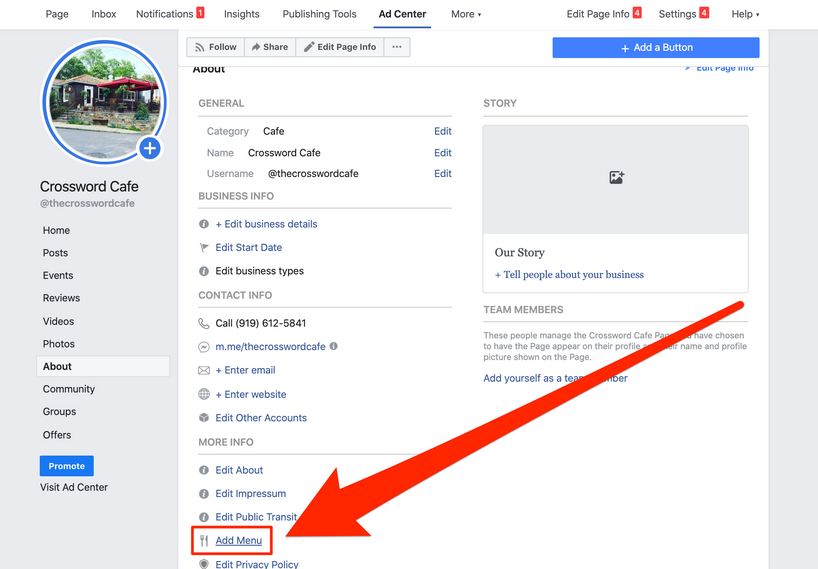 facebook share pdf via add menu option