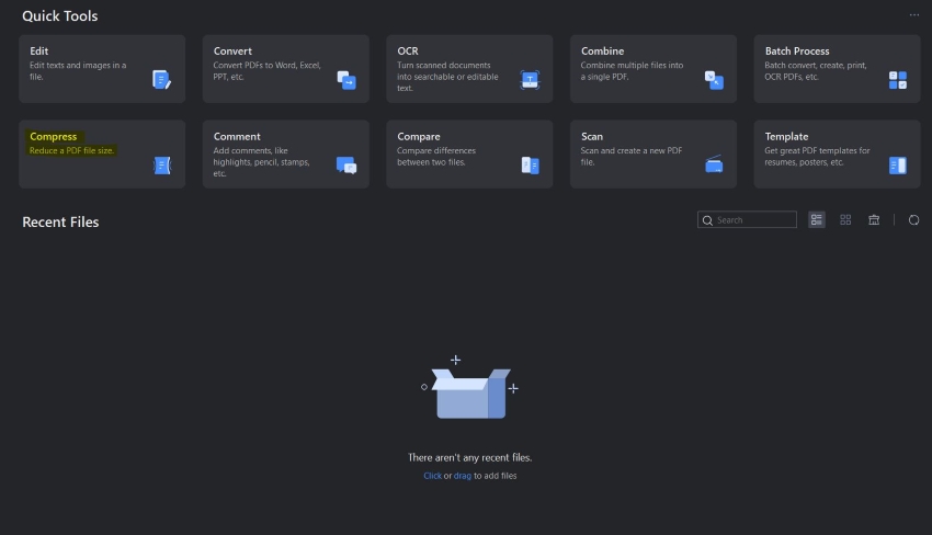 compress pdf tool of pdfelement