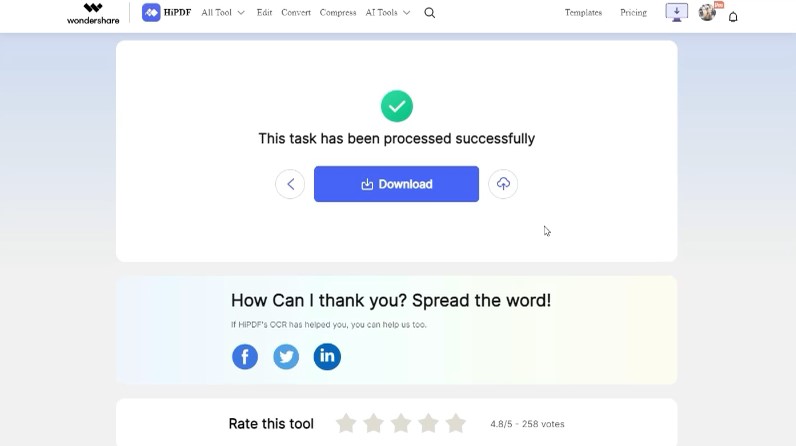 click the download button hipdf