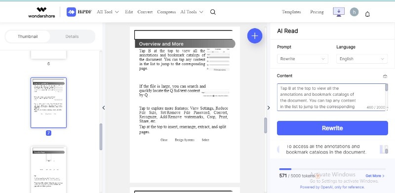 hipdf ai prompt results