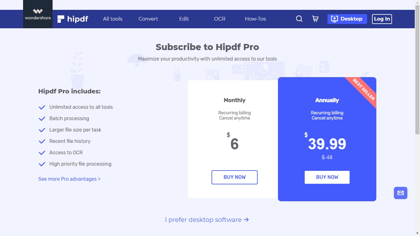 hipdf pro pricing