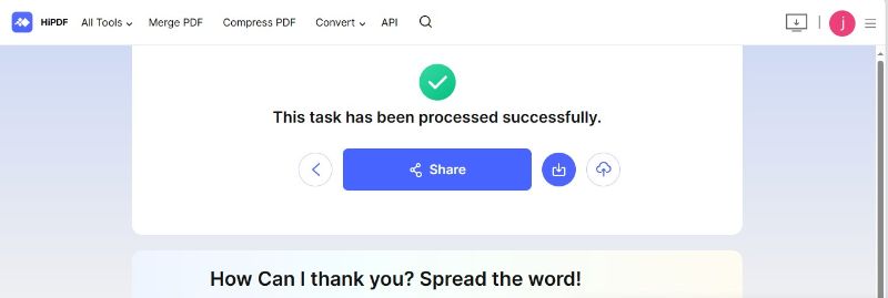 hipdf write on pdf process completion