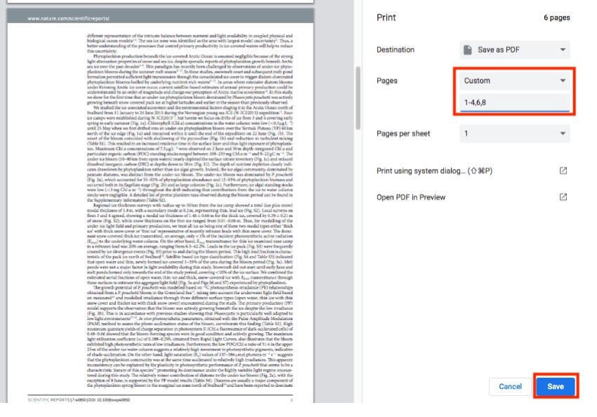 choosing pages to keep with chrome