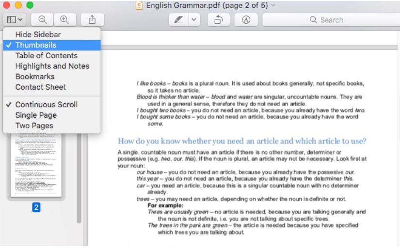 opening thumbnail view on preview