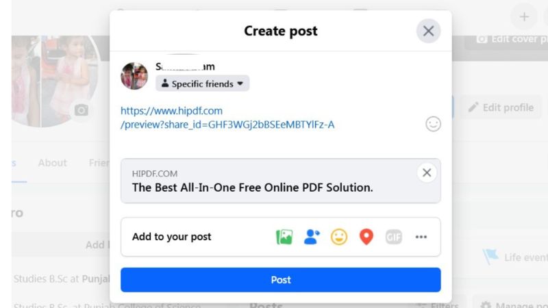share pdf on facebook via link