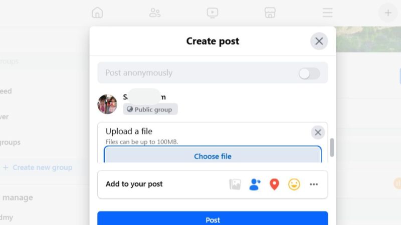 upload pdf to facebook post in group